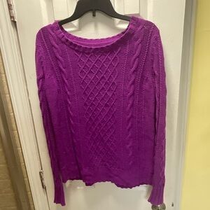 Old Navy Womens Purple Cable Knit Pullover Sweater Size Medium